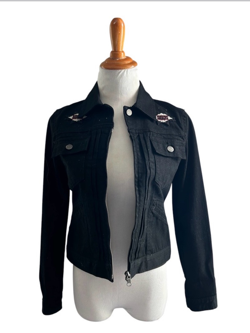 Ralph Lauren Black Zip-Front Women's Jean Jacket - Picture 1 of 4
